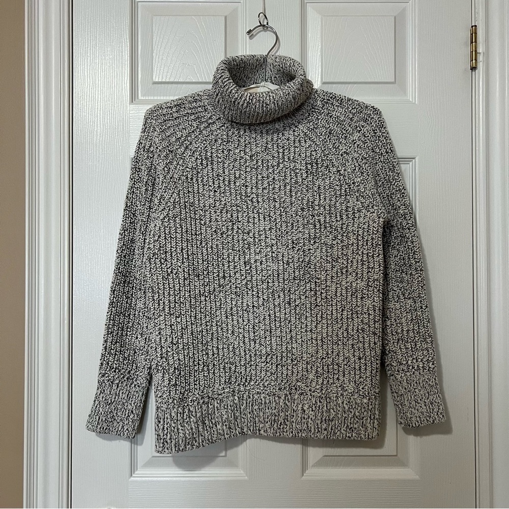 Roots Gray Speckle Knit Cotton Blend Snowy Fox Turtleneck Sweater - Sz XS - Picture 4 of 15